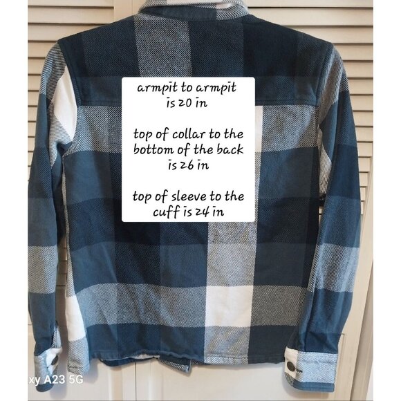 Cabelas Blue Plaid Button-Up Jacket With Side Pockets L/G Cotton Blend Long Slee - Picture 6 of 8